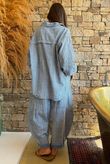 Sundaze Cheesecloth Chalk Stripe Boyfriend Shirt Denim